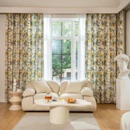 Rideaux En Coton Américains Colorés En Feuille De Bananier