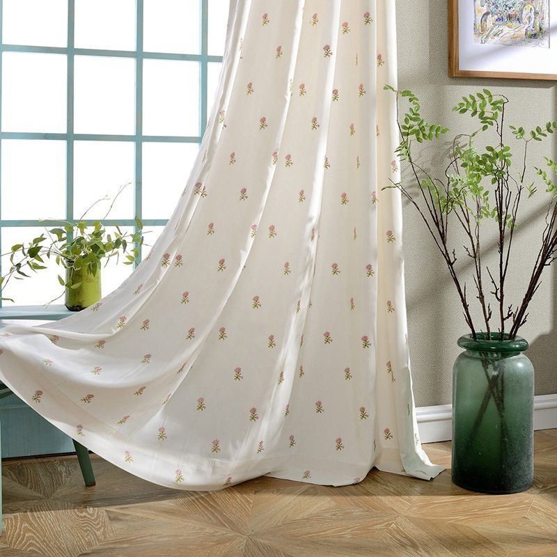Rideau Brodé Floral Sur Mesure En Coton Nordique Pour Salon Et Chambre À Coucher