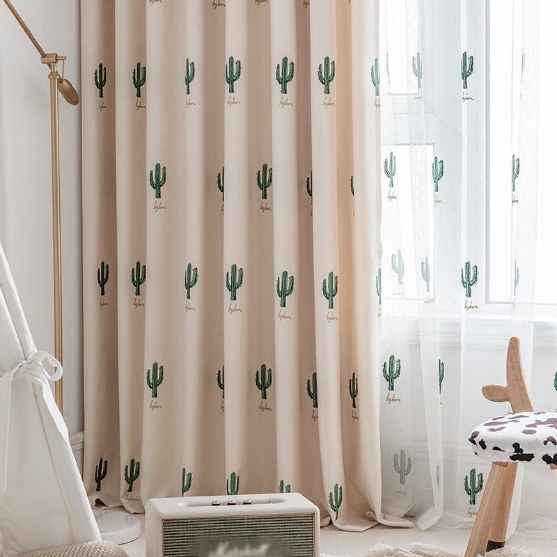 Rideaux Enfant Style Cactus Brodés