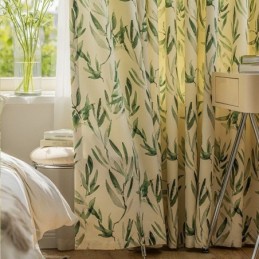 Rideaux Américains À Chevrons, Imprimés Feuilles De Bambou À L'Encre