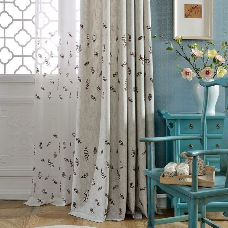 Rideau Occultant Nordique Sur Mesure En Jacquard À Motif Arêtes De Poisson Pour Salon Et Chambre À Coucher