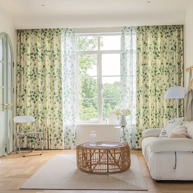 Rideaux À Chevrons De Style Américain Imprimés De Feuilles