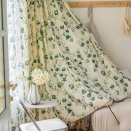 Rideaux À Chevrons De Style Américain Imprimés De Feuilles