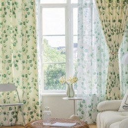 Rideaux À Chevrons De Style Américain Imprimés De Feuilles