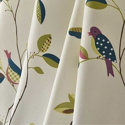 Rideaux En Velours Style Américain Imprimé Feuilles Et Oiseaux