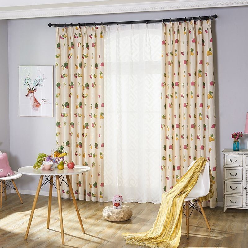 Rideaux Occultants Nordiques En Coton À Imprimé Fruits Pour Salon Et Chambre À Coucher