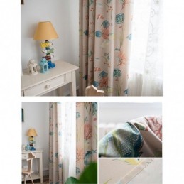 Rideaux Occultants En Coton Imprimés Monde Sous-Marin Pour Enfants