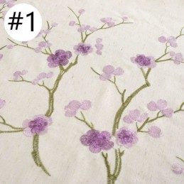 Rideau Occultant Nordique Sur Mesure En Coton Brodé De Fleurs De Prunier