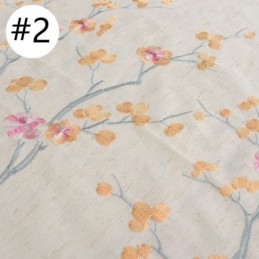 Rideau Occultant Nordique Sur Mesure En Coton Brodé De Fleurs De Prunier