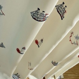 Rideau Occultant En Coton Style Enfant Sur Mesure Voile De Rideau Phare Brodé