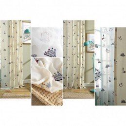 Rideau Occultant En Coton Style Enfant Sur Mesure Voile De Rideau Phare Brodé