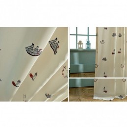 Rideau Occultant En Coton Style Enfant Sur Mesure Voile De Rideau Phare Brodé