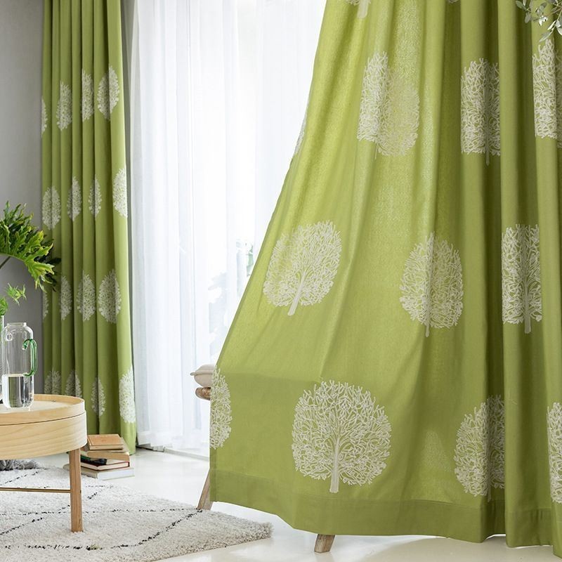 Rideau En Lin De Style Nordique Sur Mesure, Motif Arbre Brodé, Pour Salon Et Chambre À Coucher