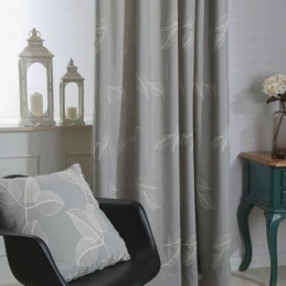 Rideau Occultant En Coton Sur Mesure, Motif Feuilles Nordiques Brodées, Pour Salon Et Chambre À Coucher