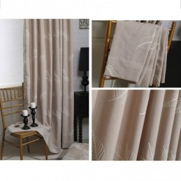 Rideau Occultant En Coton Sur Mesure, Motif Feuilles Nordiques Brodées, Pour Salon Et Chambre À Coucher