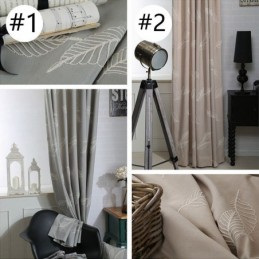Rideau Occultant En Coton Sur Mesure, Motif Feuilles Nordiques Brodées, Pour Salon Et Chambre À Coucher