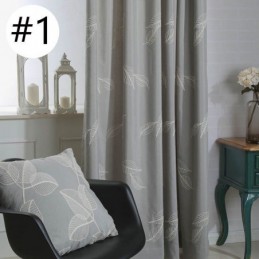 Rideau Occultant En Coton Sur Mesure, Motif Feuilles Nordiques Brodées, Pour Salon Et Chambre À Coucher