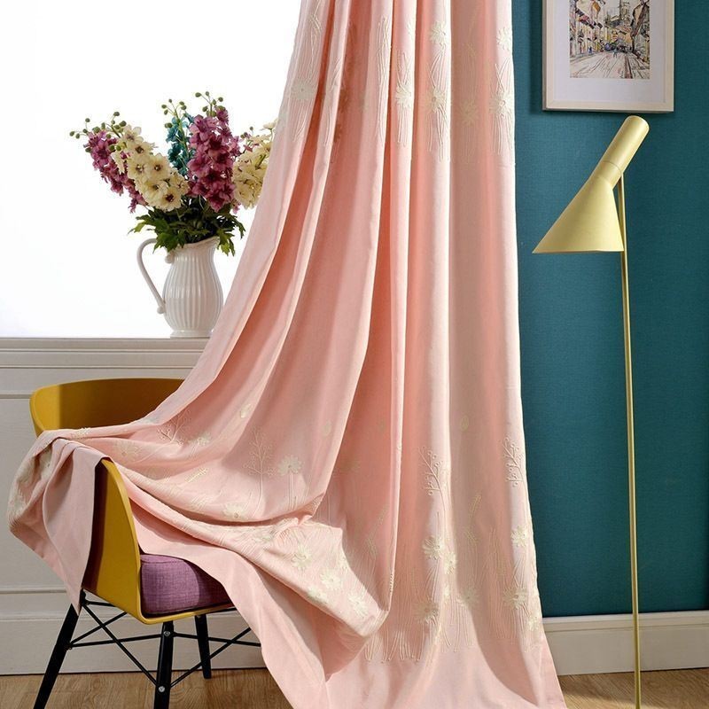 Rideau Occultant En Coton Sur Mesure, Motif Plantes Nordiques Brodées, Pour Salon Et Chambre À Coucher