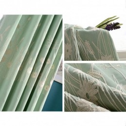 Rideau Occultant En Coton Sur Mesure, Motif Plantes Nordiques Brodées, Pour Salon Et Chambre À Coucher