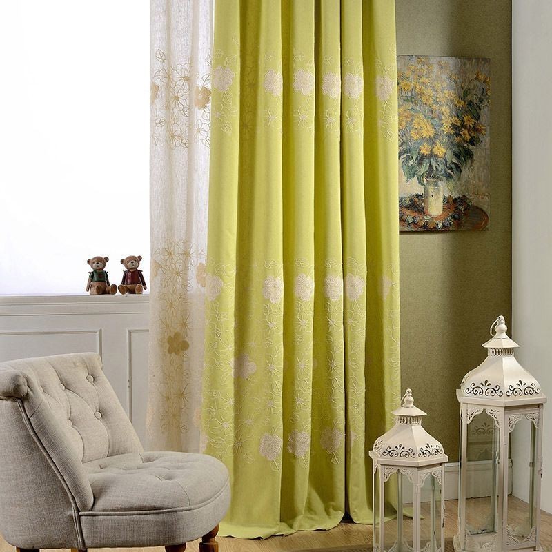 Rideau Occultant Nordique En Coton Et Lin, Sur Mesure, Broderie Florale, Pour Salon Et Chambre À Coucher