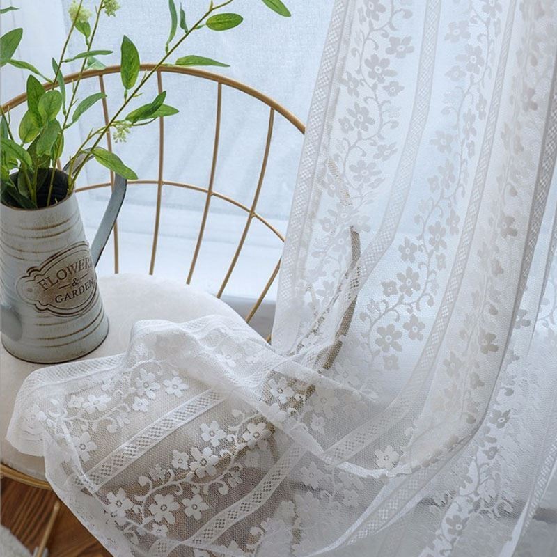 Rideau Transparent En Voile À Fleurs En Dentelle Française, Panneau De Rideau Sur Mesure Pour Balcon, Salon, Un