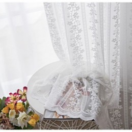Rideau Transparent En Voile À Fleurs En Dentelle Française, Panneau De Rideau Sur Mesure Pour Balcon, Salon, Un
