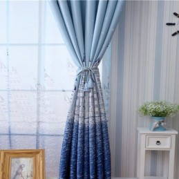 Rideau Bleu Imprimé Château, Rideau Sur Mesure, Tissu Nordique Populaire Pour Chambre D'Enfant