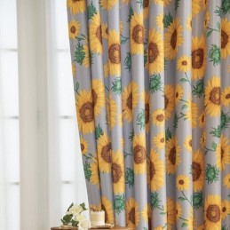 Rideau En Polycoton Sur Mesure, Semi-Occultant, Imprimé Tournesol Américain