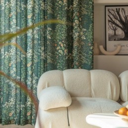 Rideau Américain En Polycoton, Sur Mesure, Semi-Occultant, Imprimé Plantes