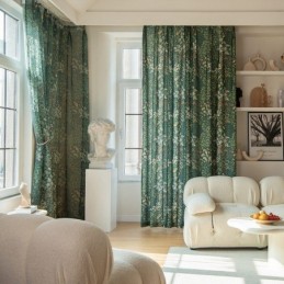 Rideau Américain En Polycoton, Sur Mesure, Semi-Occultant, Imprimé Plantes