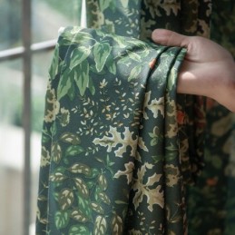 Rideau Américain En Polycoton, Sur Mesure, Semi-Occultant, Imprimé Plantes