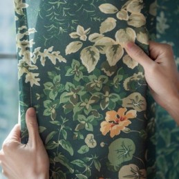 Rideau Américain En Polycoton, Sur Mesure, Semi-Occultant, Imprimé Plantes