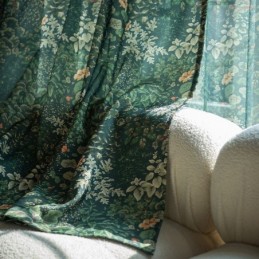 Rideau Américain En Polycoton, Sur Mesure, Semi-Occultant, Imprimé Plantes