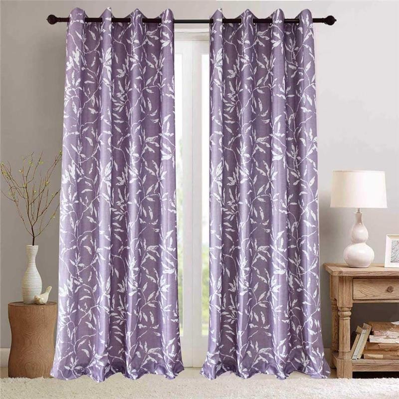 Rideau Violet À Feuilles Blanches Sur Mesure, Style Nordique, Simple, Semi-Occultant, Pour Salon, Chambre À Coucher, Tissu Pour Enfants