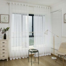 Rideau Transparent Simple Nordique Fait Sur Mesure, Tissu Jacquard À Carreaux Blancs Pour Salon Et Chambre À Coucher