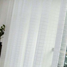 Rideau Transparent Simple Nordique Fait Sur Mesure, Tissu Jacquard À Carreaux Blancs Pour Salon Et Chambre À Coucher