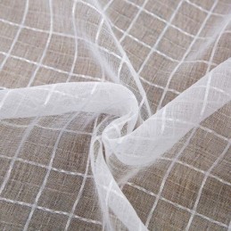 Rideau Transparent Simple Nordique Fait Sur Mesure, Tissu Jacquard À Carreaux Blancs Pour Salon Et Chambre À Coucher