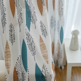 Rideau Occultant De Couleur Contrastée, Fabriqué Sur Mesure, Protection De L'Environnement, Impression De Feuilles, Occultant