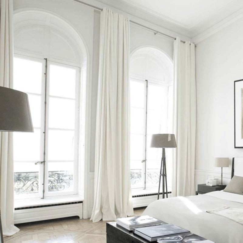 Rideau Semi-Occultant Simple Sur Mesure, Couleur Unie, Blanc, Pour Salon
