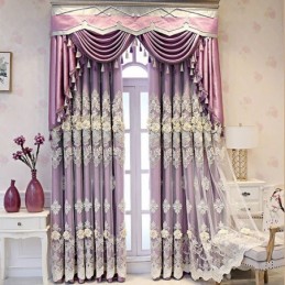 Rideaux Occultants De Style Européen En Tissu Brodé Floral Et Transparent Intégrés