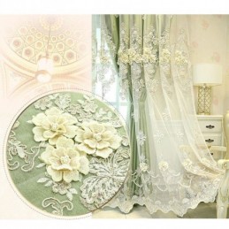 Rideaux Occultants De Style Européen En Tissu Brodé Floral Et Transparent Intégrés