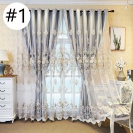 Rideaux Occultants De Style Européen En Tissu Brodé Floral Et Transparent Intégrés
