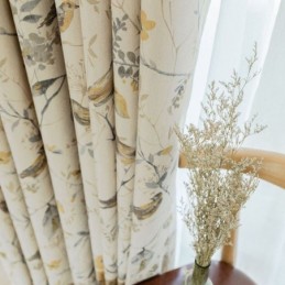 Rideau Occultant Nordique En Lin Sur Mesure, Imprimé Végétal, Pour Salon Et Chambre À Coucher