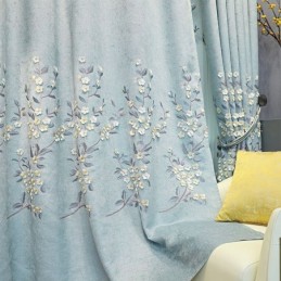 Rideau Occultant Sur Mesure, Style Nordique, Broderie Végétale, Pour Salon Et Chambre À Coucher