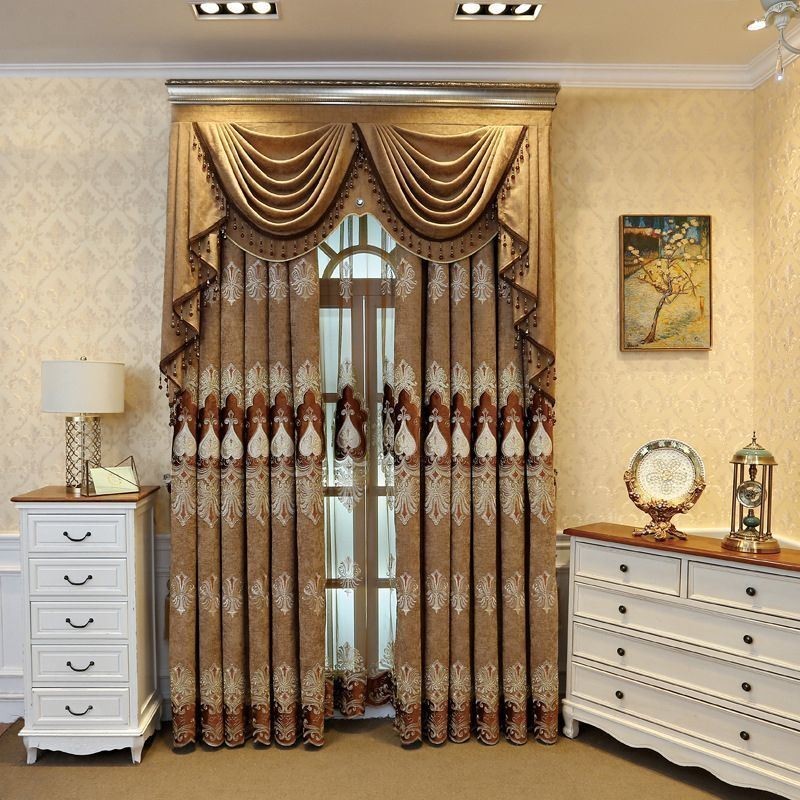 Rideau Occultant En Chenille Sur Mesure, Broderie Florale Européenne, Pour Salon Et Chambre À Coucher