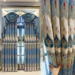 Rideau Occultant En Chenille Sur Mesure, Broderie Florale Européenne, Pour Salon Et Chambre À Coucher