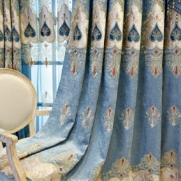 Rideau Occultant En Chenille Sur Mesure, Broderie Florale Européenne, Pour Salon Et Chambre À Coucher