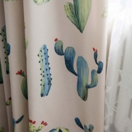 Rideau Créatif Imprimé Cactus, Rideau Sur Mesure, Chromatique, Semi-Occultant, Pour Salon, Chambre À Coucher, Tissu Pour Enfants