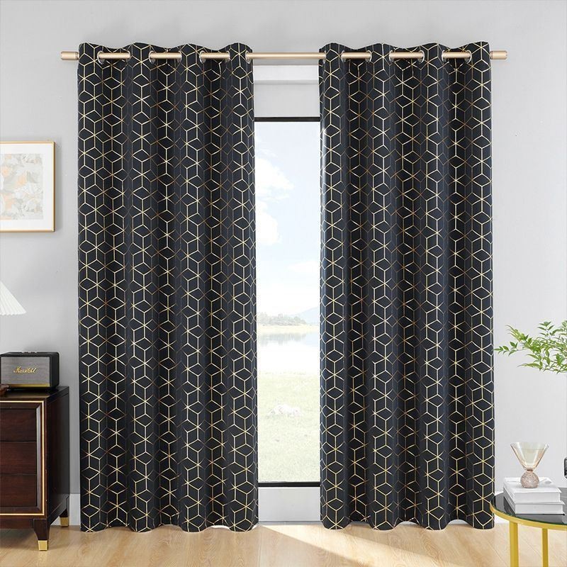 Rideau Occultant Sur Mesure Motif Géométrique Bronzant Style Nordique Pour Salon Chambre