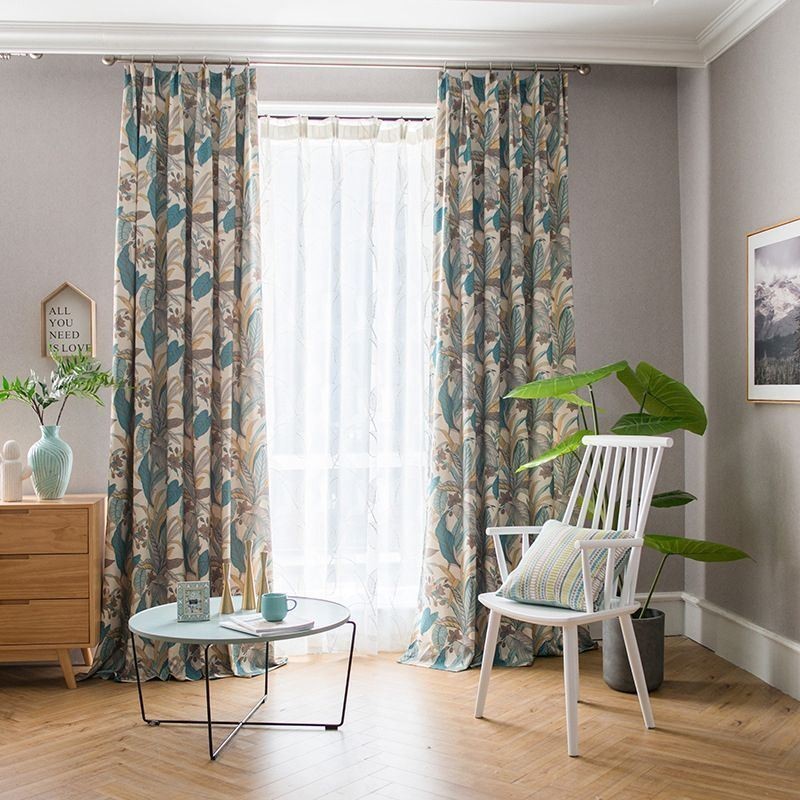 Rideaux Occultants Nordiques En Coton Imprimé Végétal Pour Salon Et Chambre À Coucher
